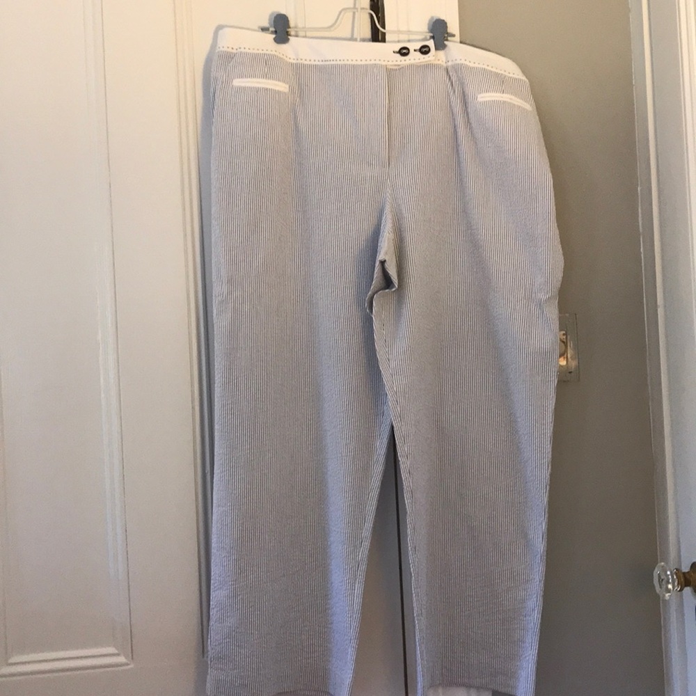 Seersucker trousers.